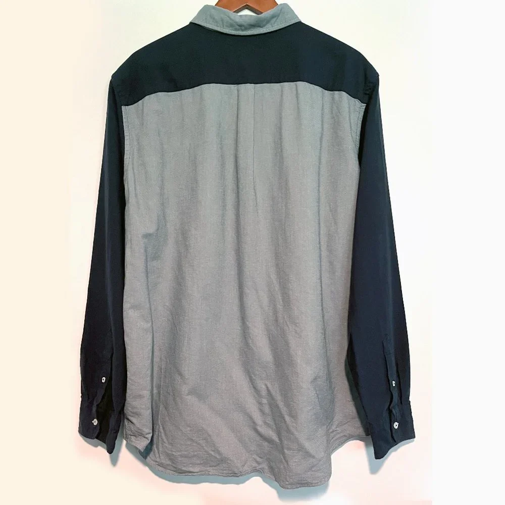 American Eagle Men’s Blue/Grey Color Block Shirt